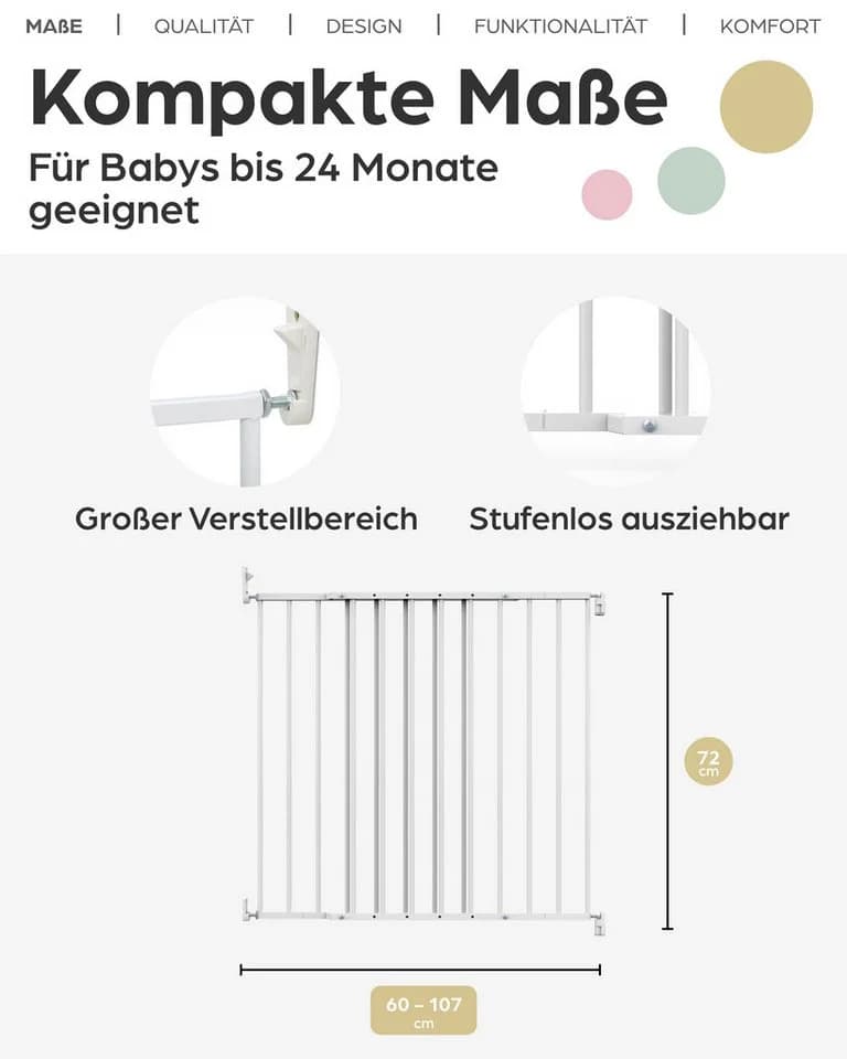 Geuther Türschutzgitter 4710 Metall Weiß Schraubmontage 60-107 cm