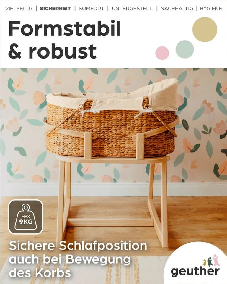 Geuther Stubenbett Moses Set: Korb und Untergestell in Mint - Bild 3