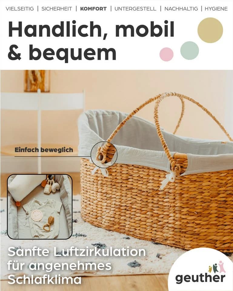Geuther Stubenbett Moses Set: Korb und Untergestell in Mint - Bild 4
