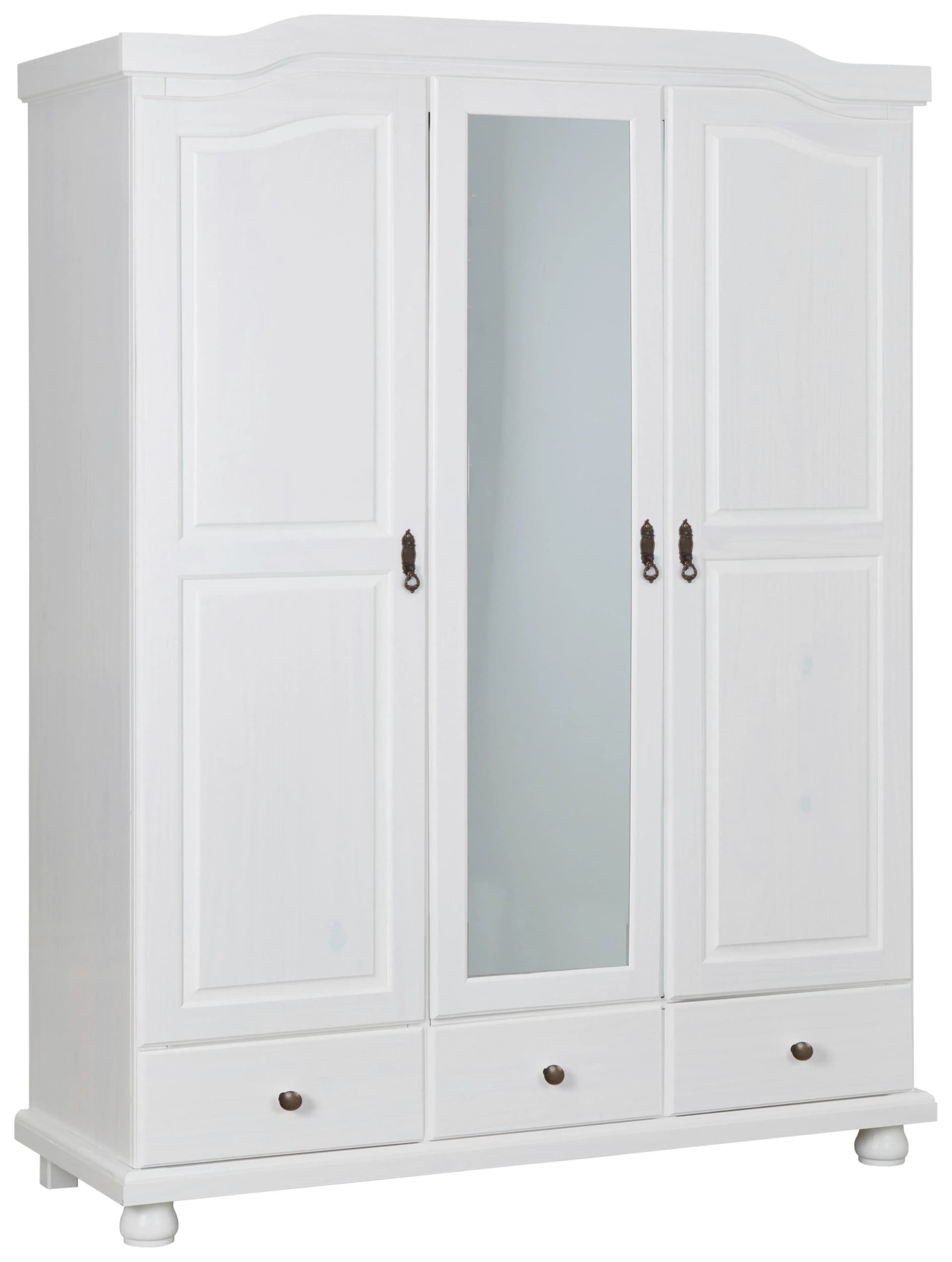 Livetastic Drehtürenschrank Weiß Massivholz Kiefer 3 Türen - Bild 2