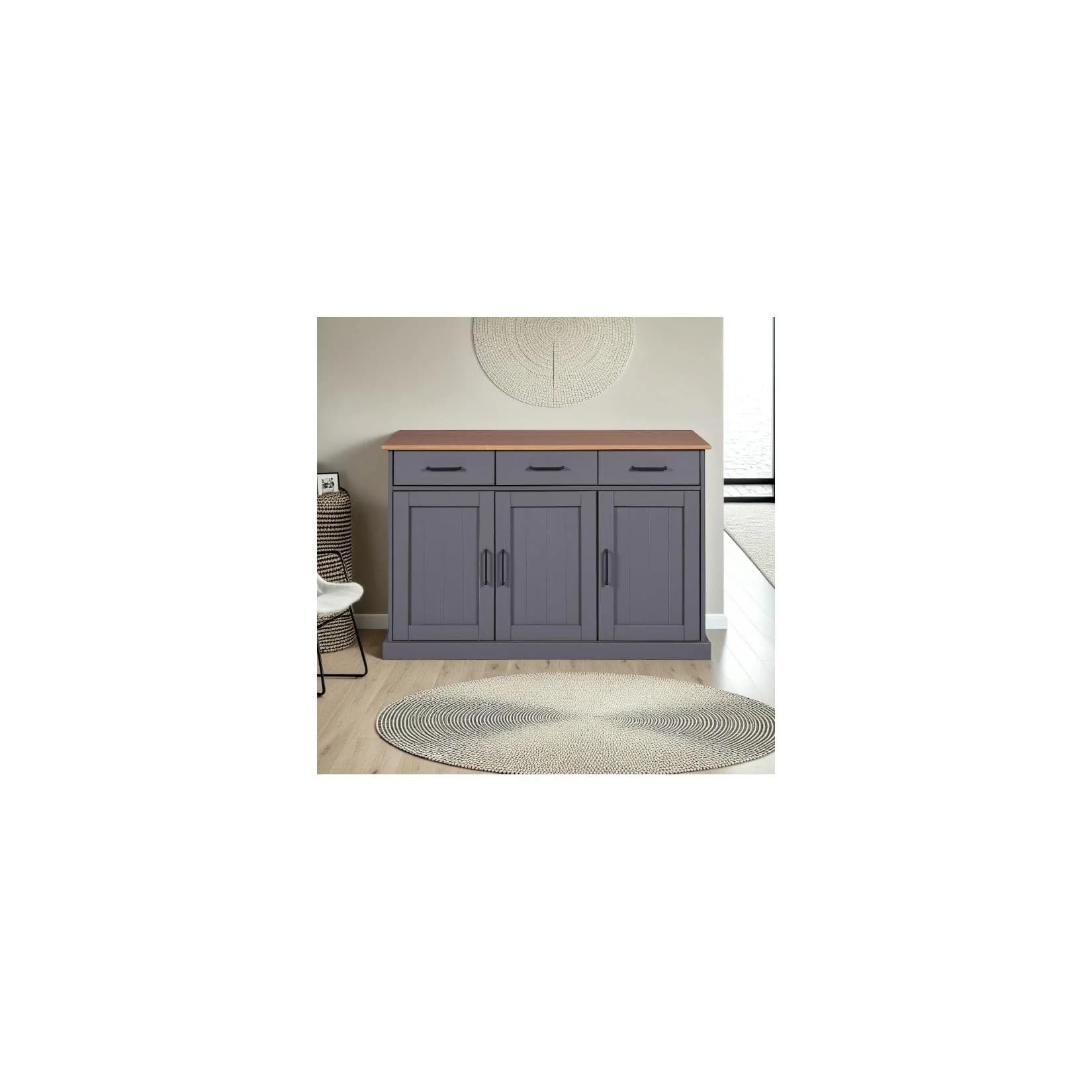 Anrichte INTER LINK Sideboard Forenzo Anthrazit Eiche Colori Massivholz