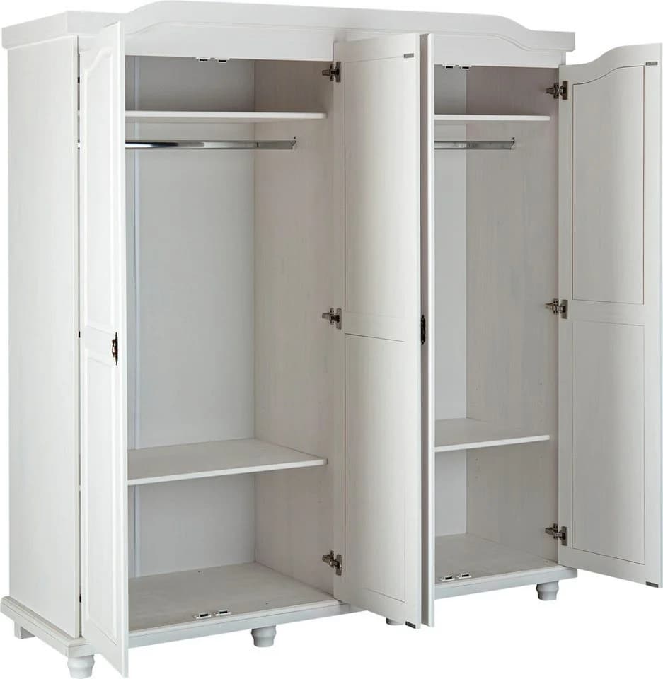 Inter Link Kleiderschrank Isny Weiß Landhausstil Massivholz - Bild 5