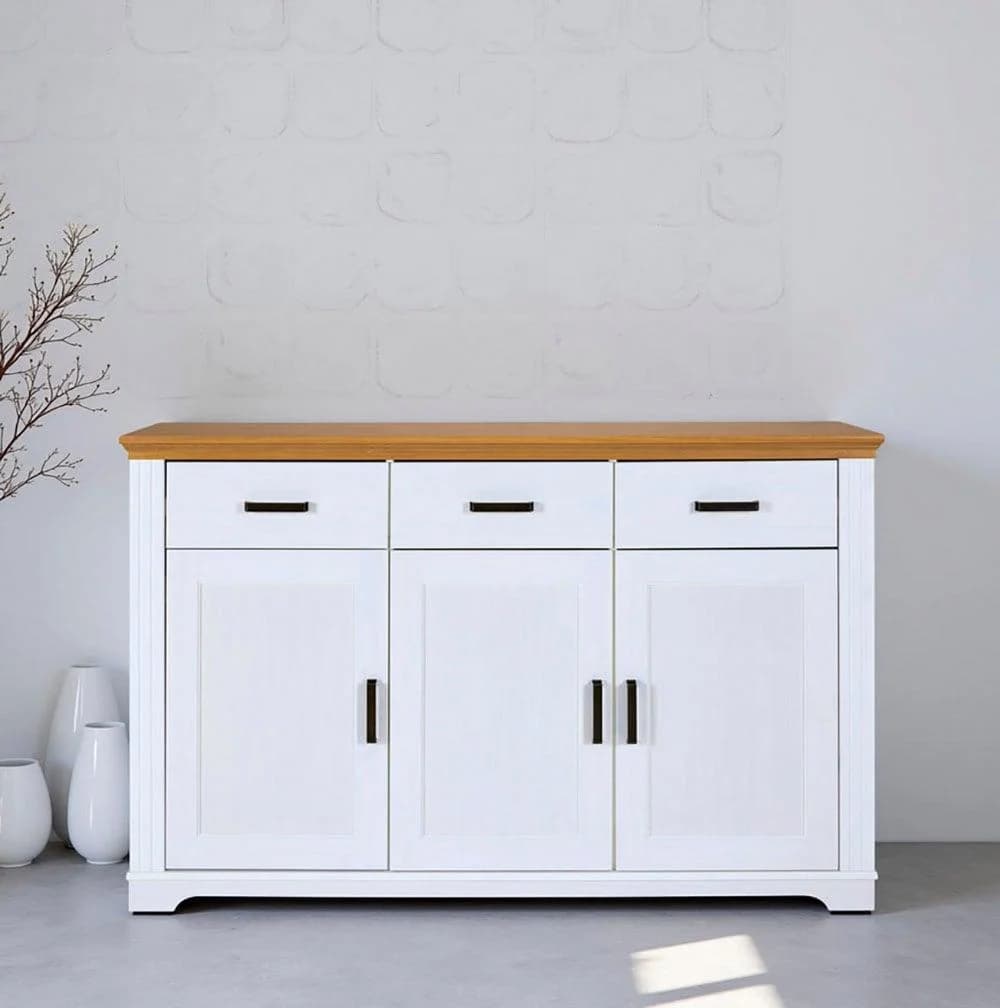 Inter Link Sideboard Maluno Weiß Eiche Massivholz 166 cm