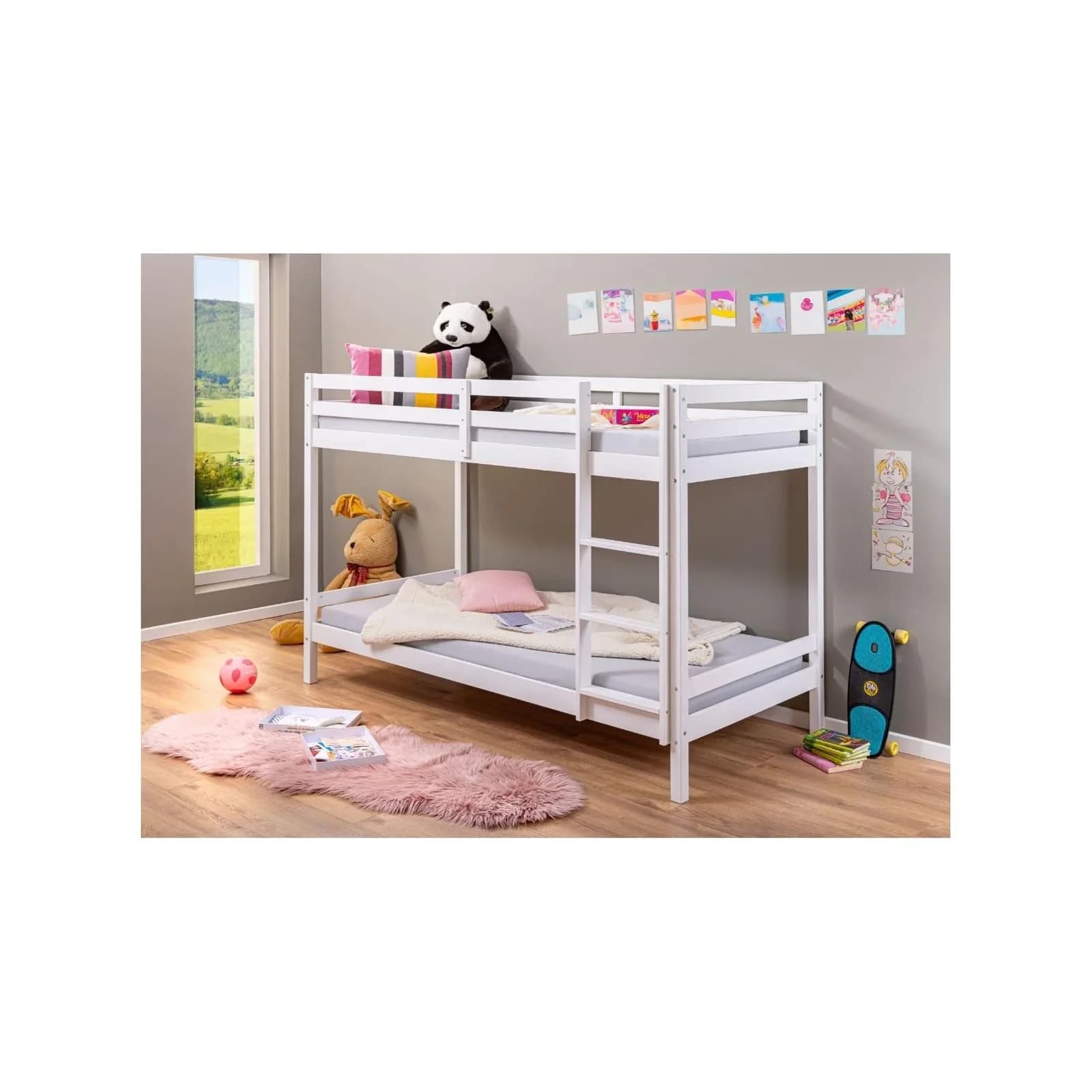 Etagenbett INTER LINK Weiß Massivholz