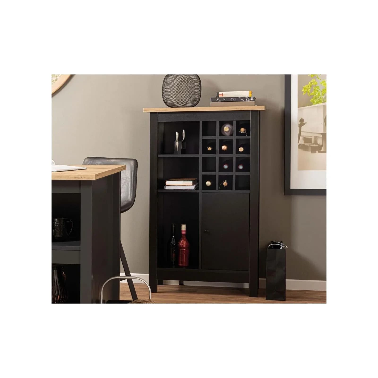 Inter Link Highboard Julina Schwarz - Sideboard mit viel Stauraum