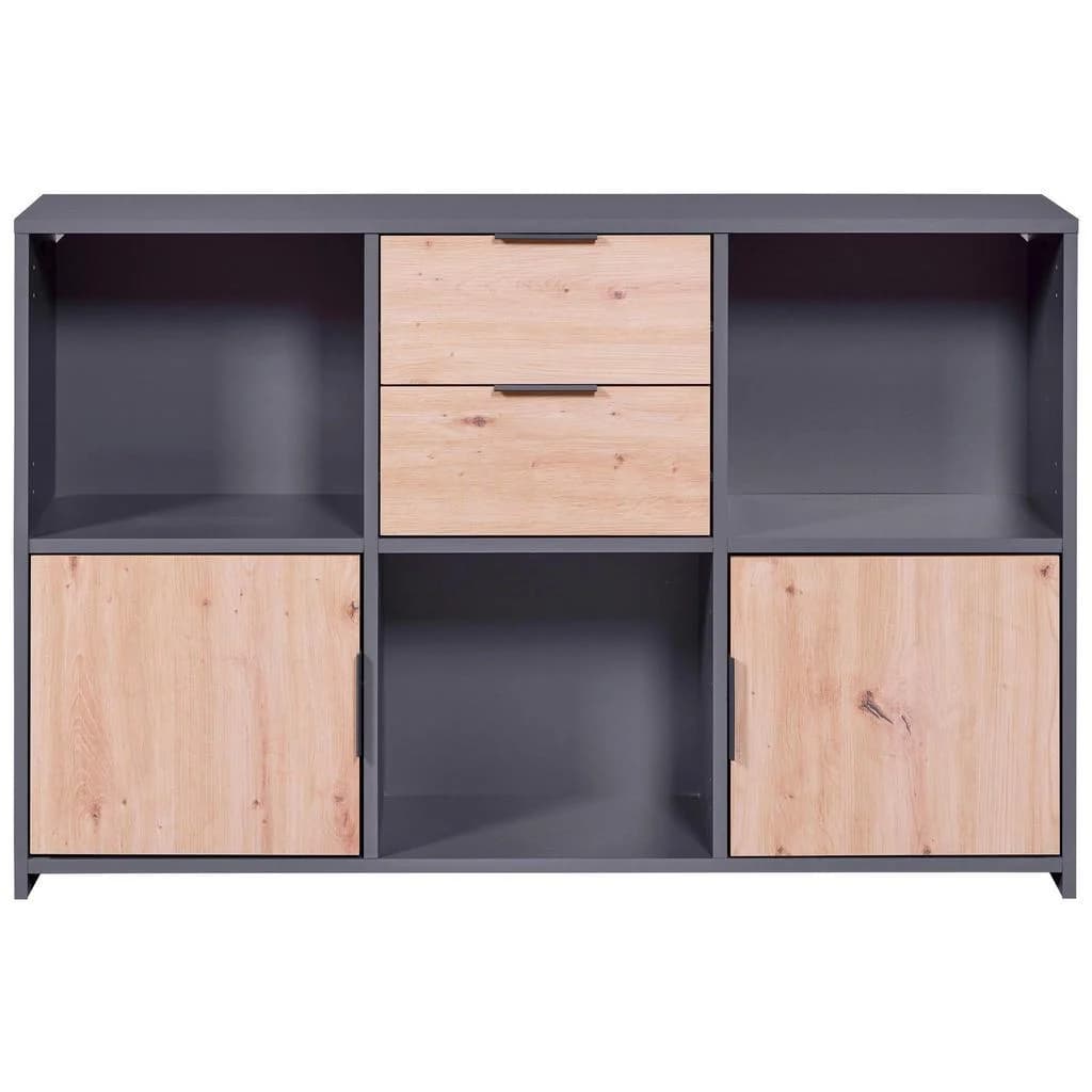 Livetastic Kommode Anthrazit Eiche Artisan Metall 2 Schubladen - Bild 2