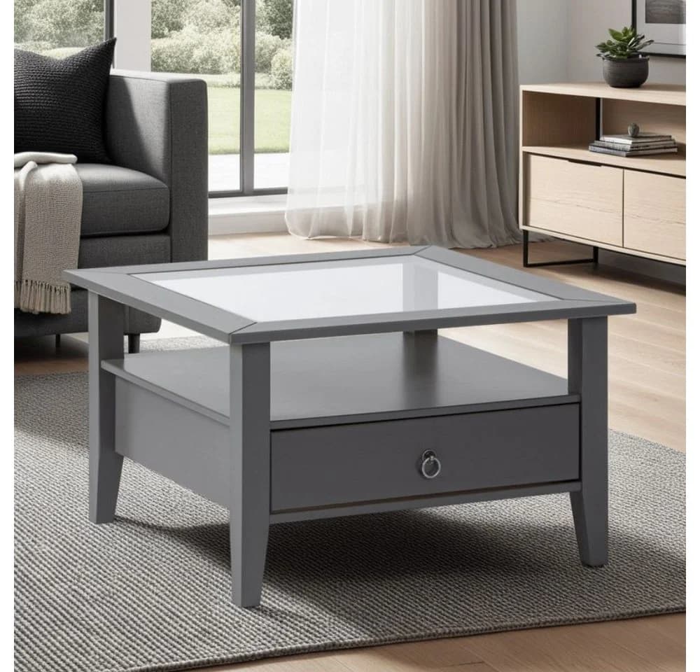 Inter Link Couchtisch Provence Anthrazit Kiefer Massiv Stauraum
