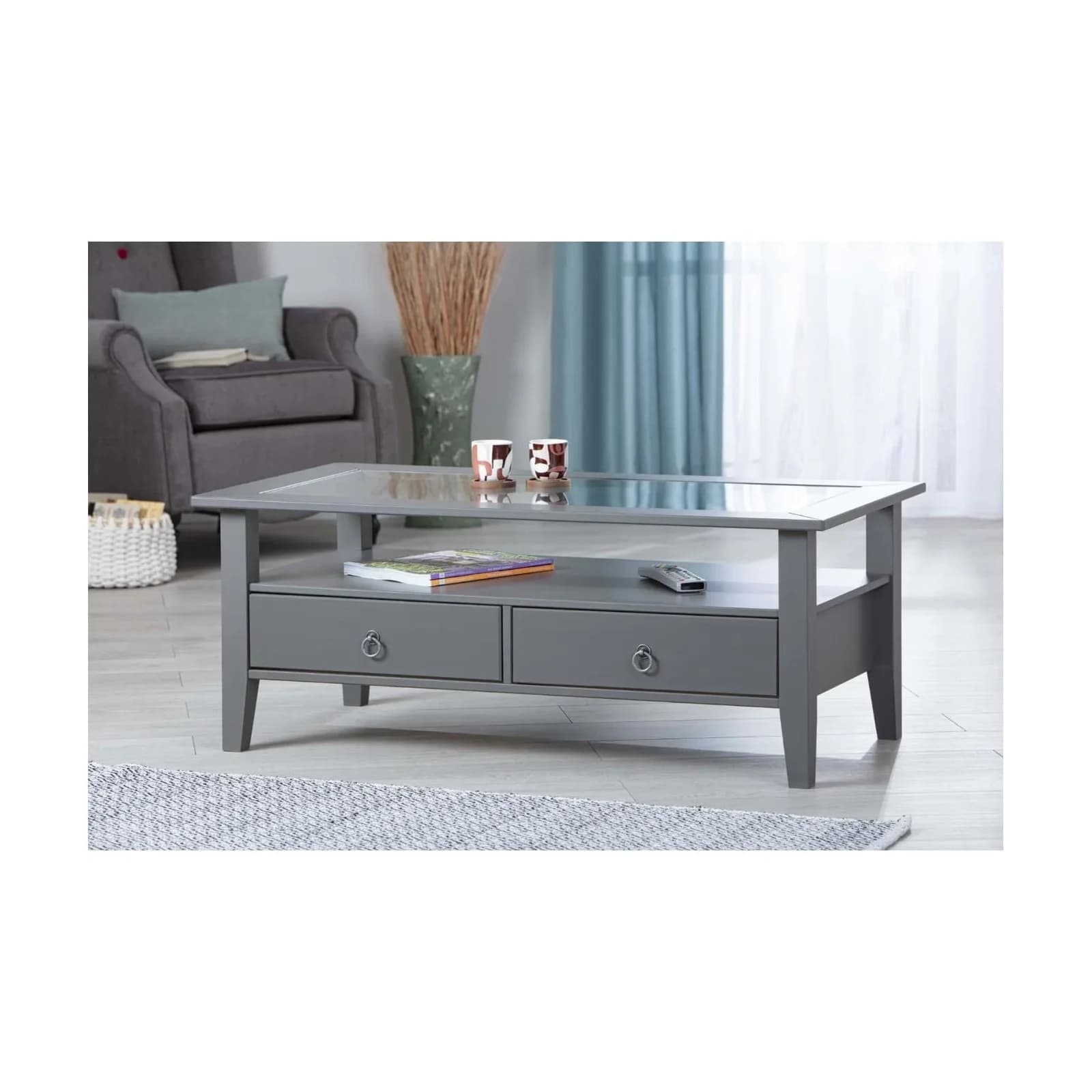 INTER LINK Couchtisch Provence Anthrazit Kiefer Massiv
