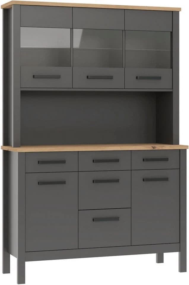 home24 Buffet Aalborg Anthrazit Eiche Artisan 5 Schubladen - Bild 1