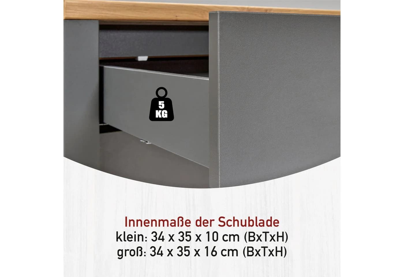 home24 Buffet Aalborg Anthrazit Eiche Artisan 5 Schubladen - Bild 4