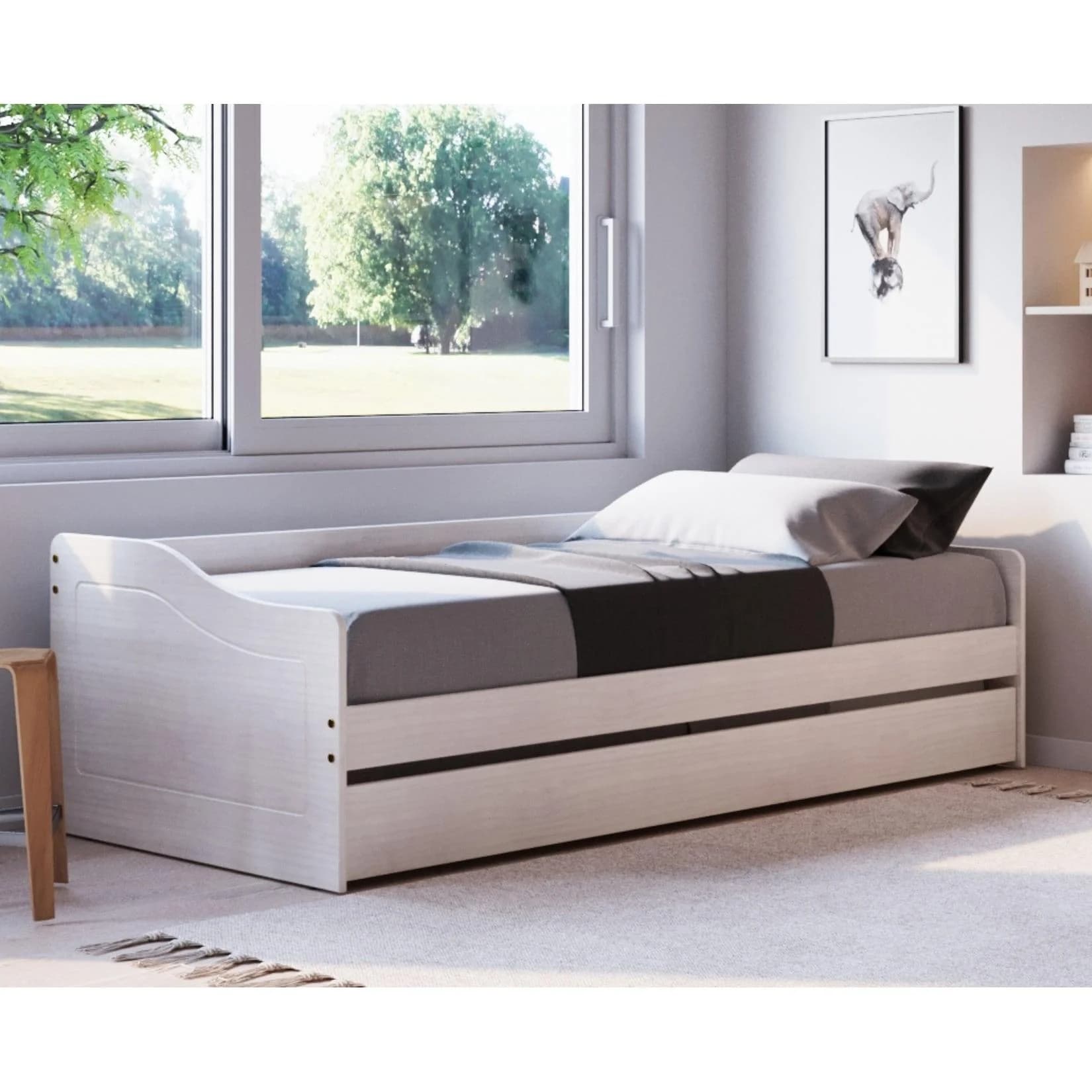 Inter Link Funktionsbett Leonie Weiss mit Ausziehbett und Stauraum