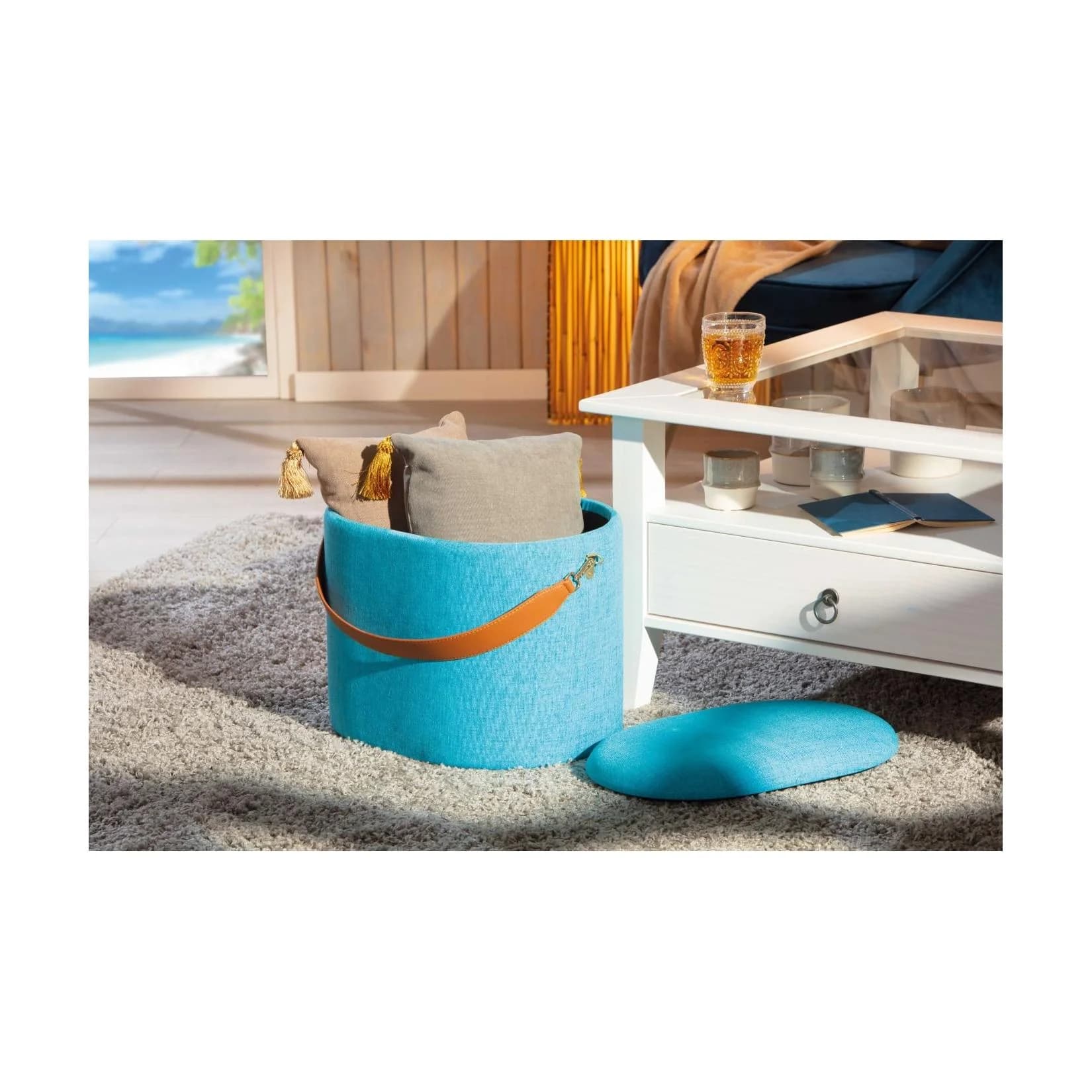Inter Link Hocker Dilia Ocean Blue mit Stauraum