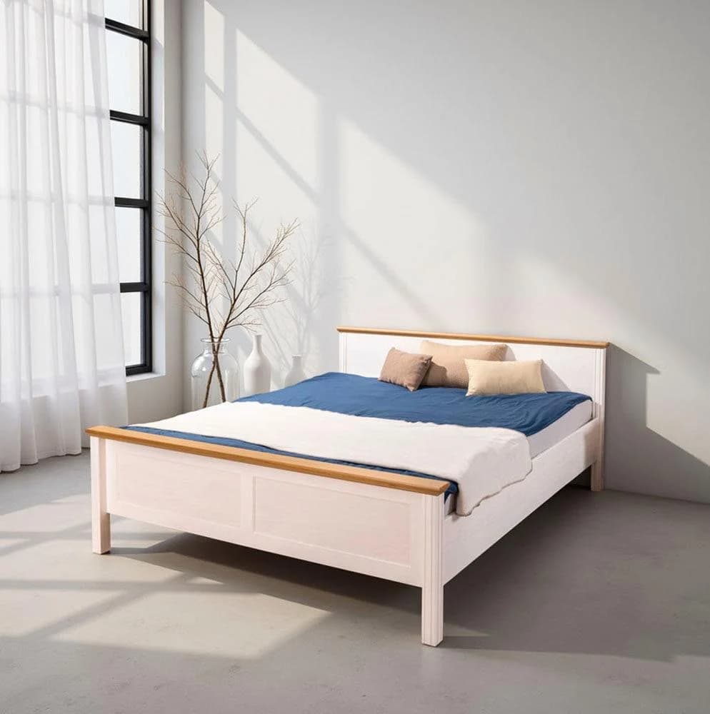 Massivholzbett Maluno Inter Link Weiß Eiche Colori 170x215x94 cm