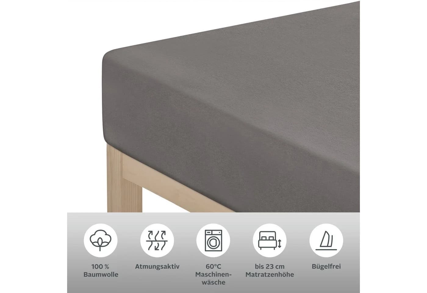 OTTO HOME Spannbettlaken Greta Jersey Grau 100% Baumwolle - Bild 3
