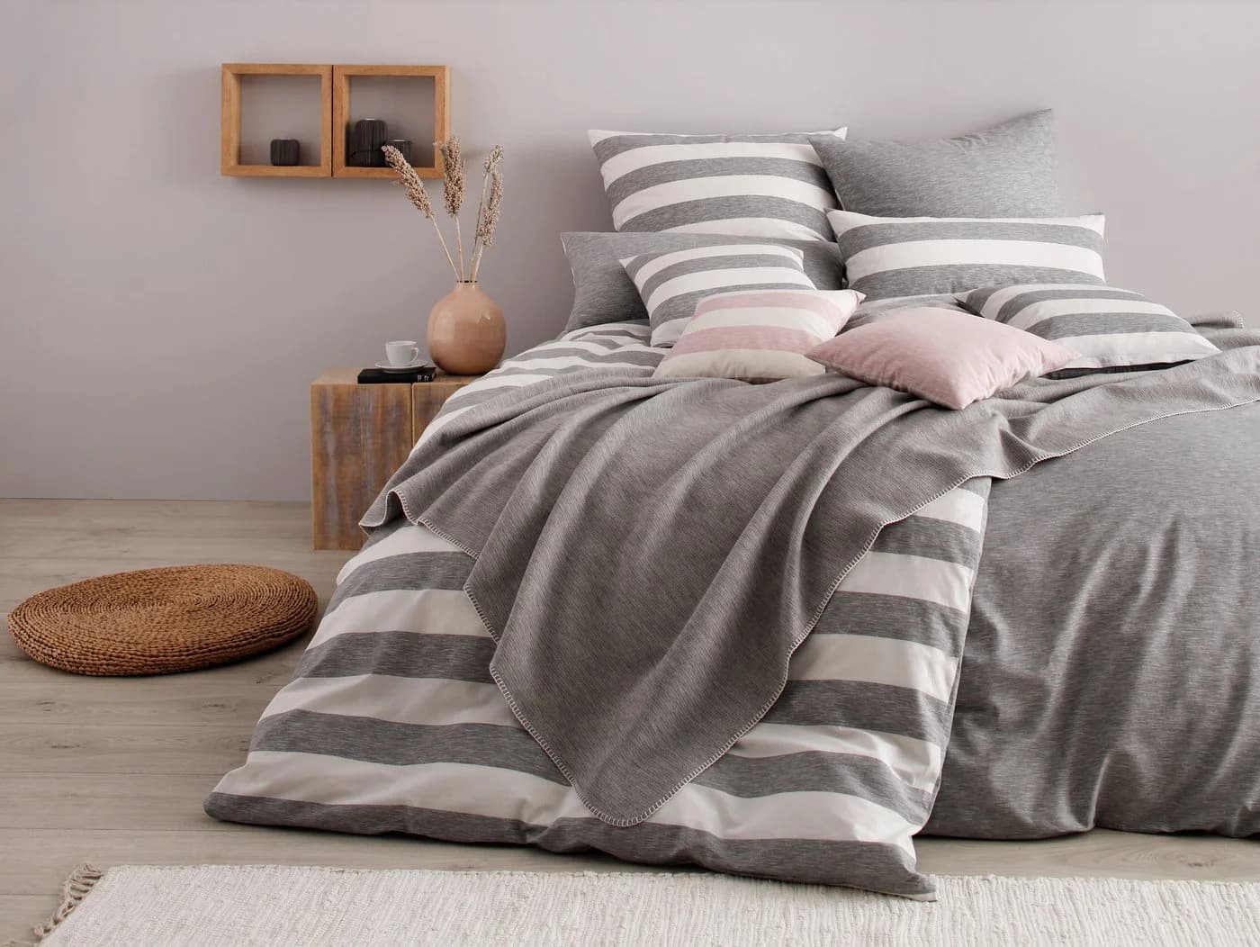 OTTO home Spannbettlaken Big Stripe Jersey Weiß - Bild 3