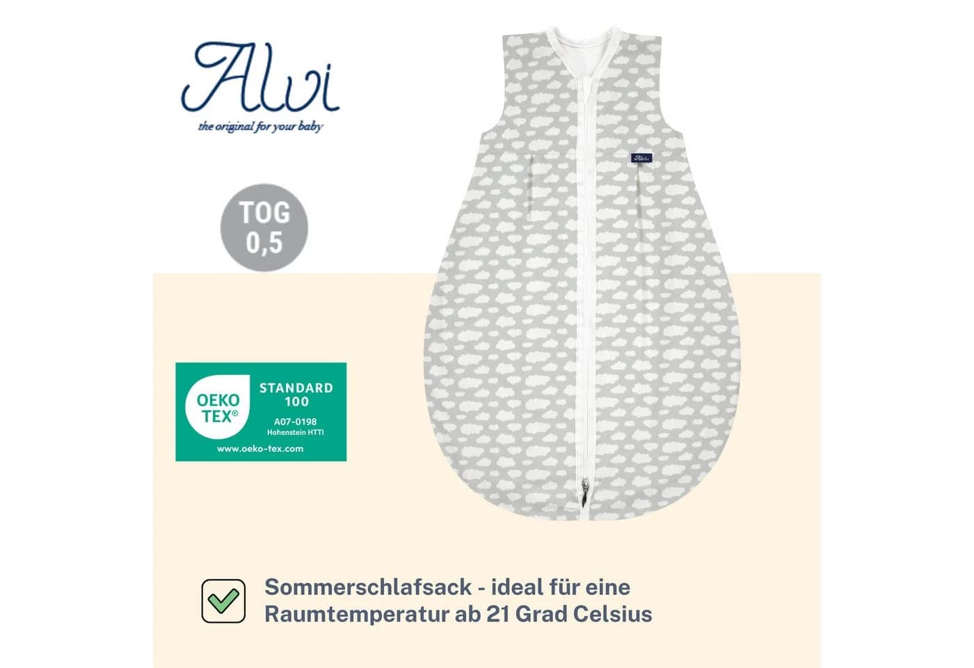 Alvi® Babyschlafsack Mäxchen Sommer light Exclusiv Silber