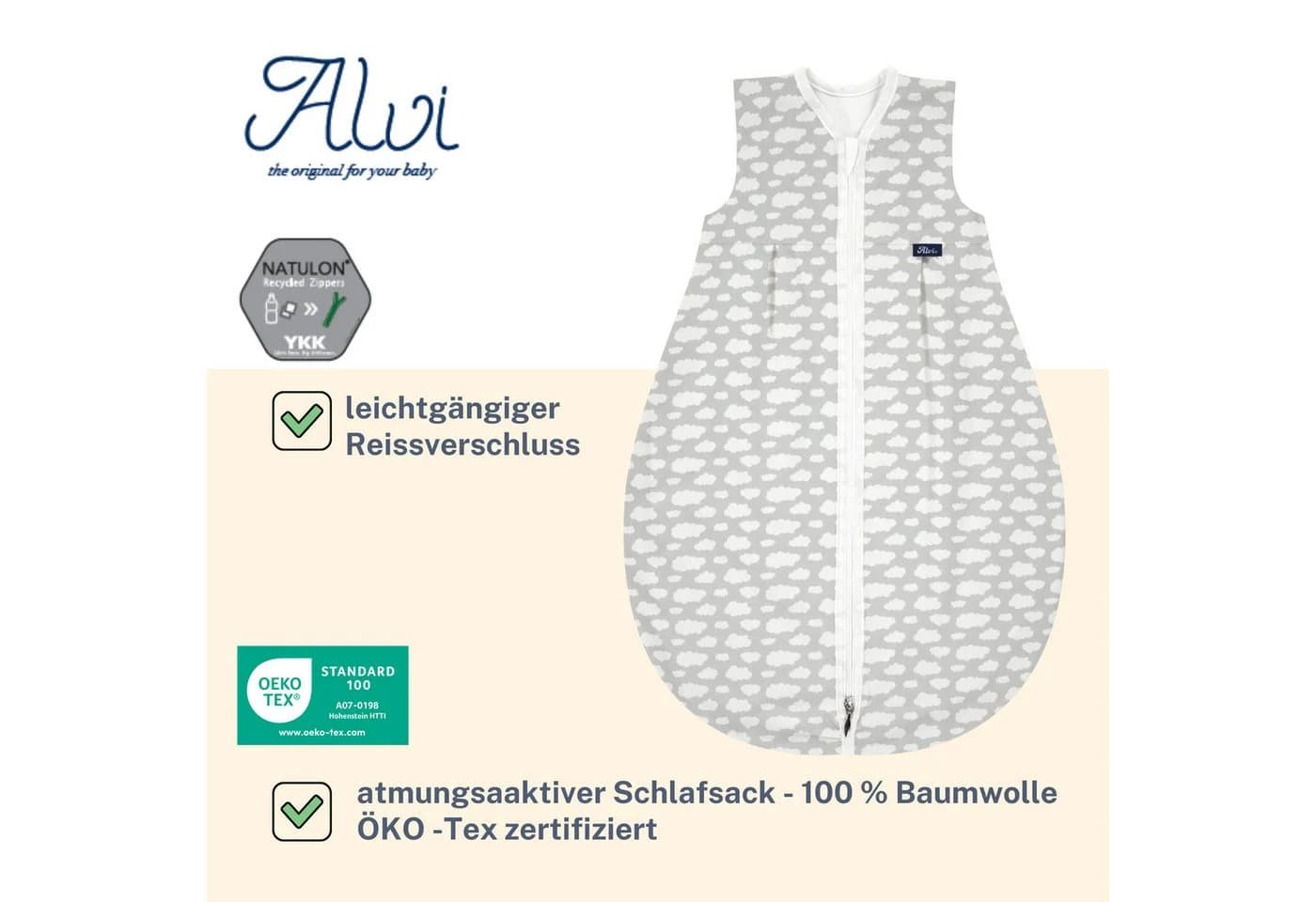 Alvi® Babyschlafsack Mäxchen Sommer light Exclusiv Silber - Bild 3