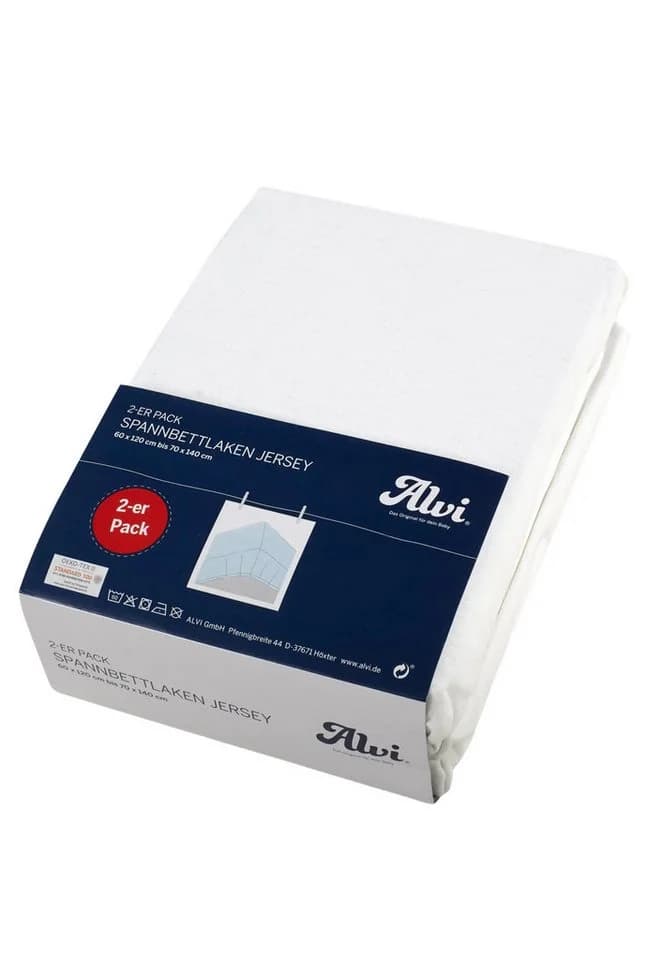 Alvi® Spannbettlaken 2er-Pack Baumwolle Weiß Rundum-Gummizug