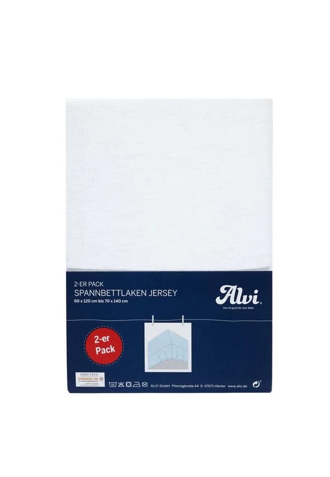 Alvi® Spannbettlaken 2er-Pack Baumwolle Weiß Rundum-Gummizug - Bild 2