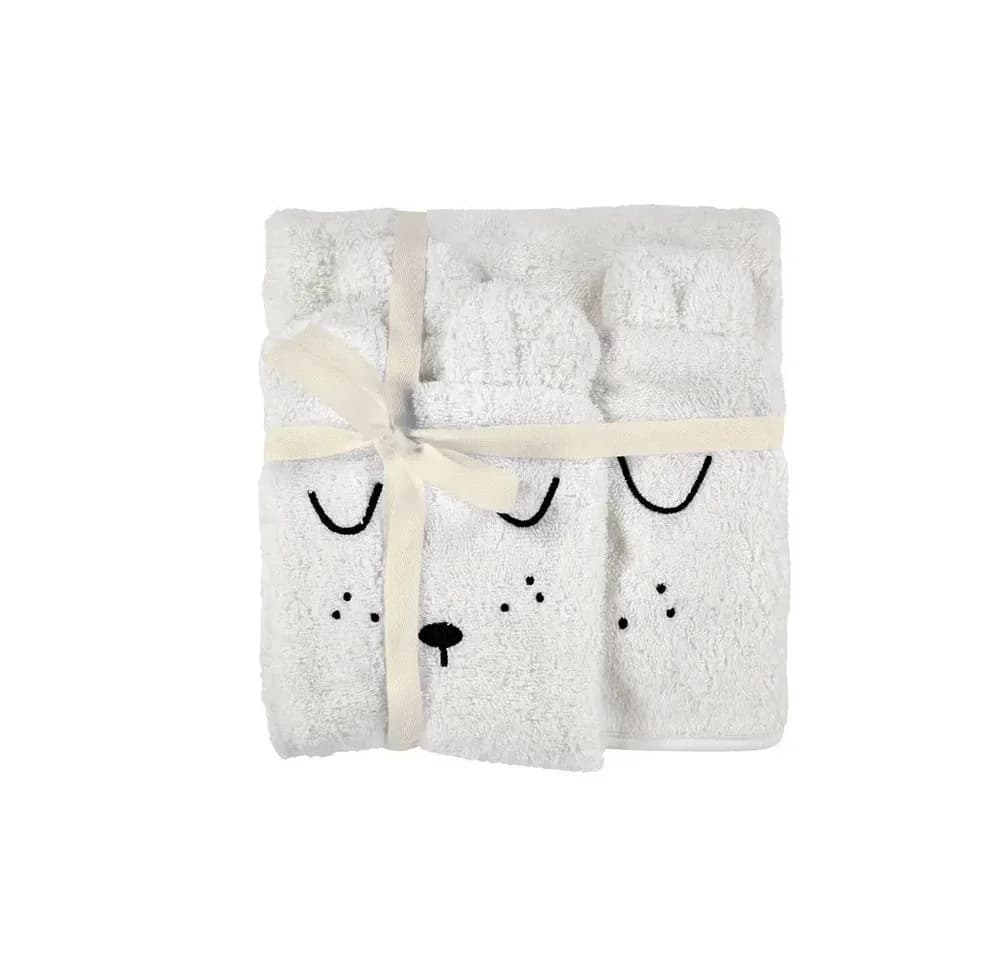 Alvi® Kapuzen-Badetuch & Waschhandschuh Set Frottier Bio-Baumwolle