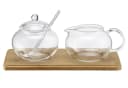 Karl Weis Milch- und Zuckerset Glas mit Bambus Tablett Bild 1