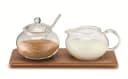 Karl Weis Milch- und Zuckerset Glas mit Bambus Tablett Bild 2