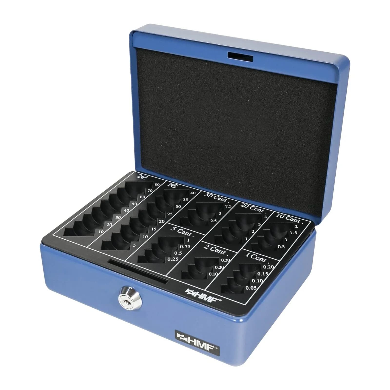 HMF Geldkassette mit Münzzählbrett Blau