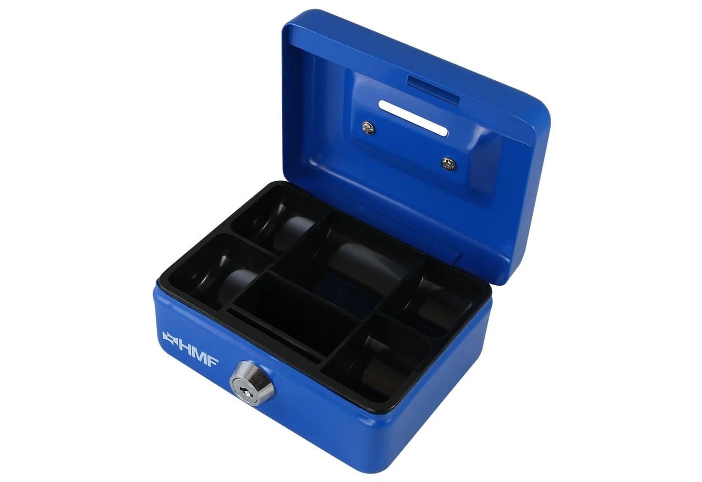 HMF Abschließbare Kinder Spardose Blau Stahl