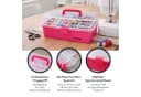 HMF Aufbewahrungsbox Nähkasten aufklappbar mit 3 Ebenen, Sortierbox mit 8 Fächern für Kleinteile, Pink Bild 3