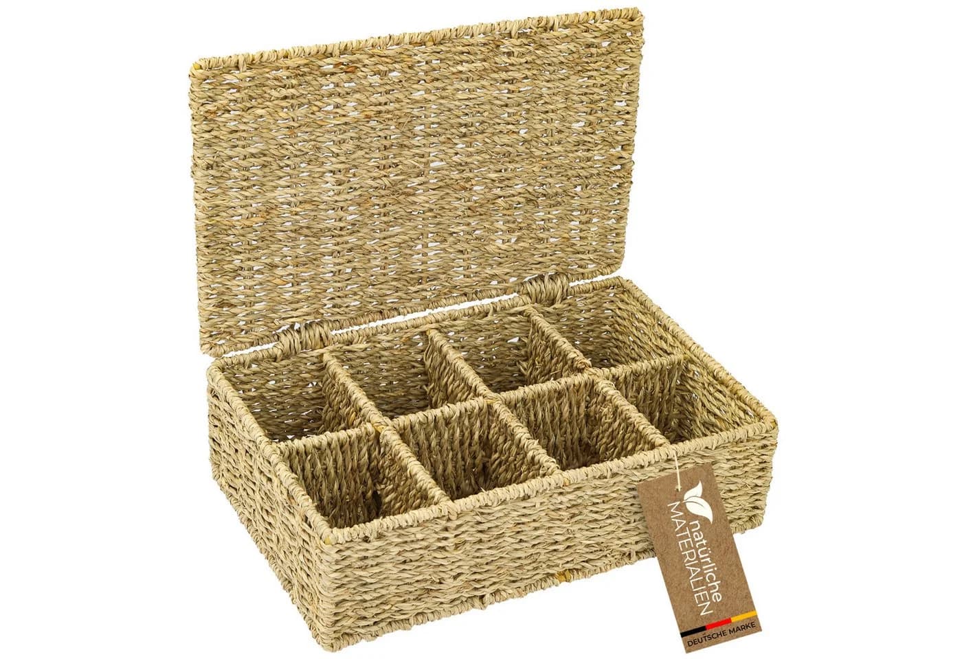 HMF Teebox Organizer 8 Fächer Seegras Beige - Bild 2