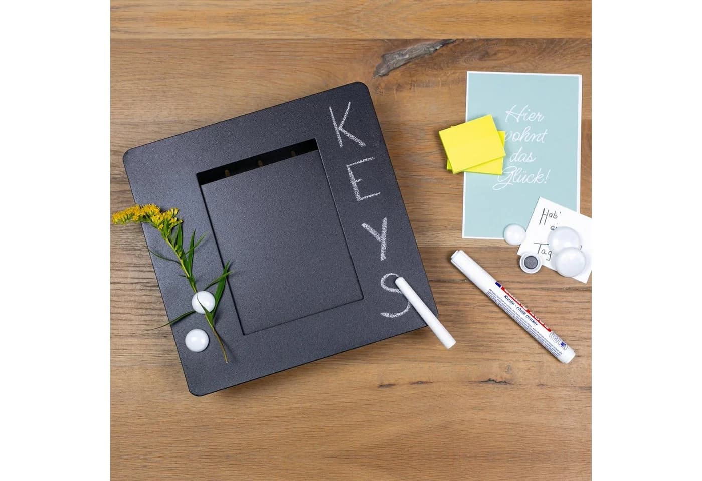 HMF Schlüsselkasten Schlüsselbox mit Fotorahmen für 11 x 15 cm Bild und 5 Haken, Schlüsselbrett 22 x 20 x 5 cm, schwarz - Bild 5