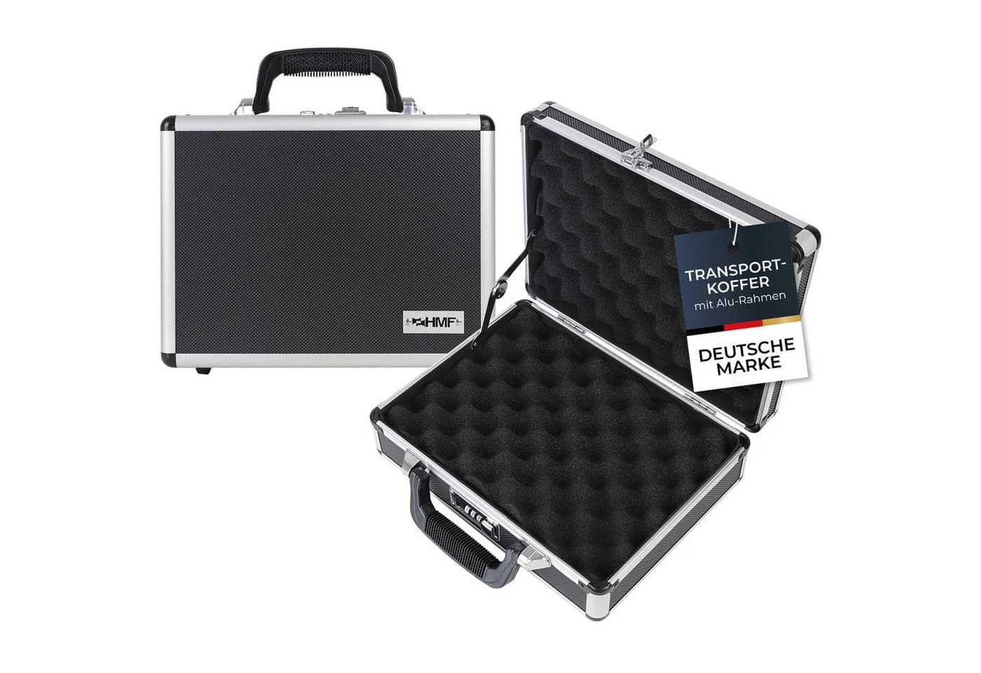 HMF Transportkoffer mit Zahlenschloss Schwarz Silber - Bild 2