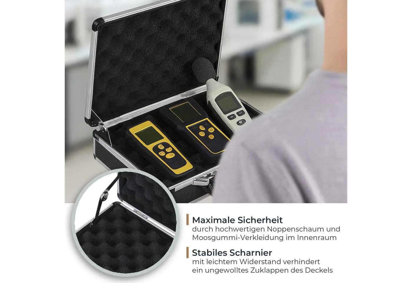 HMF Transportkoffer mit Zahlenschloss Schwarz Silber - Bild 3