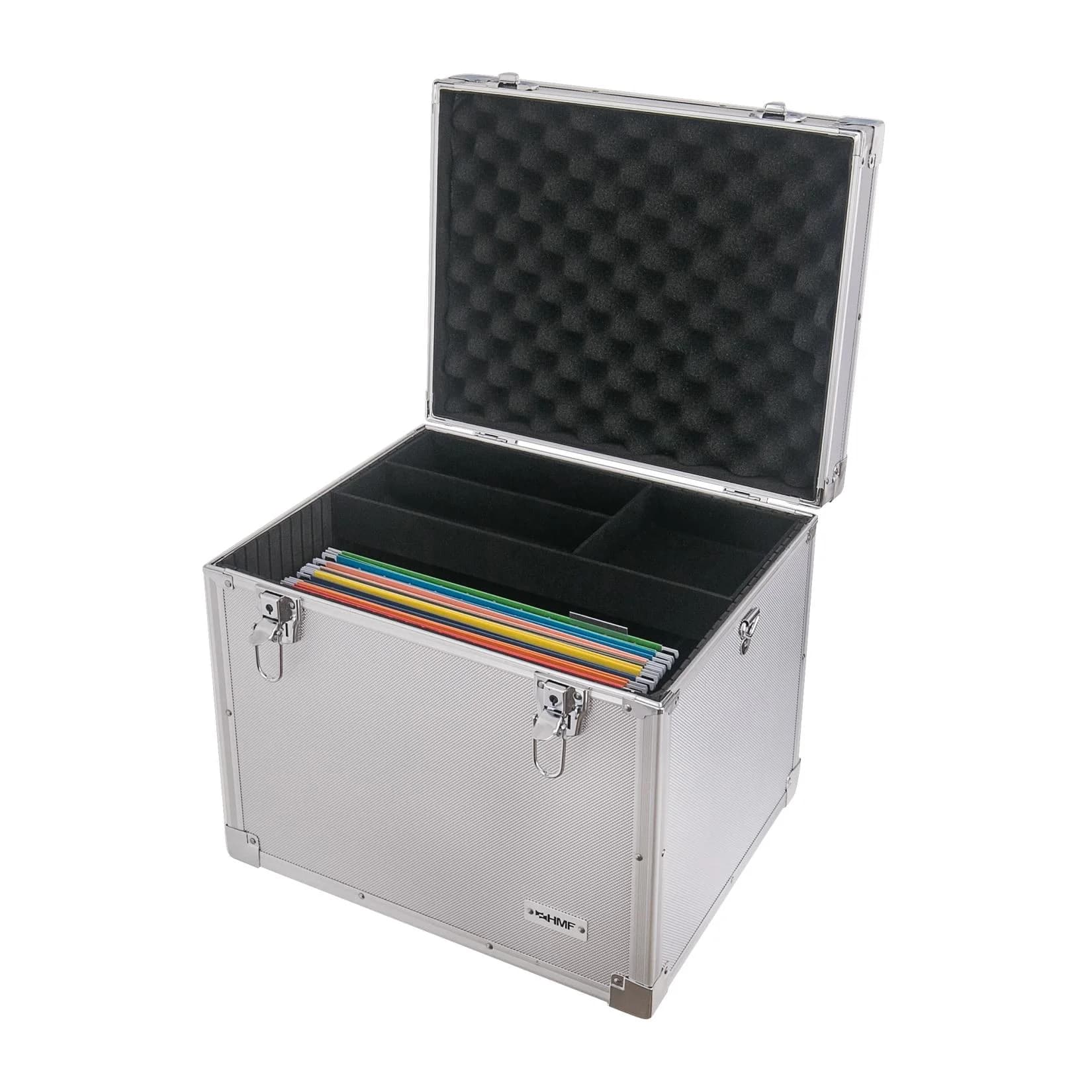 HMF Hängeregistraturbox 14812-02 Alukoffer für DIN A4 Hängemappen Silber