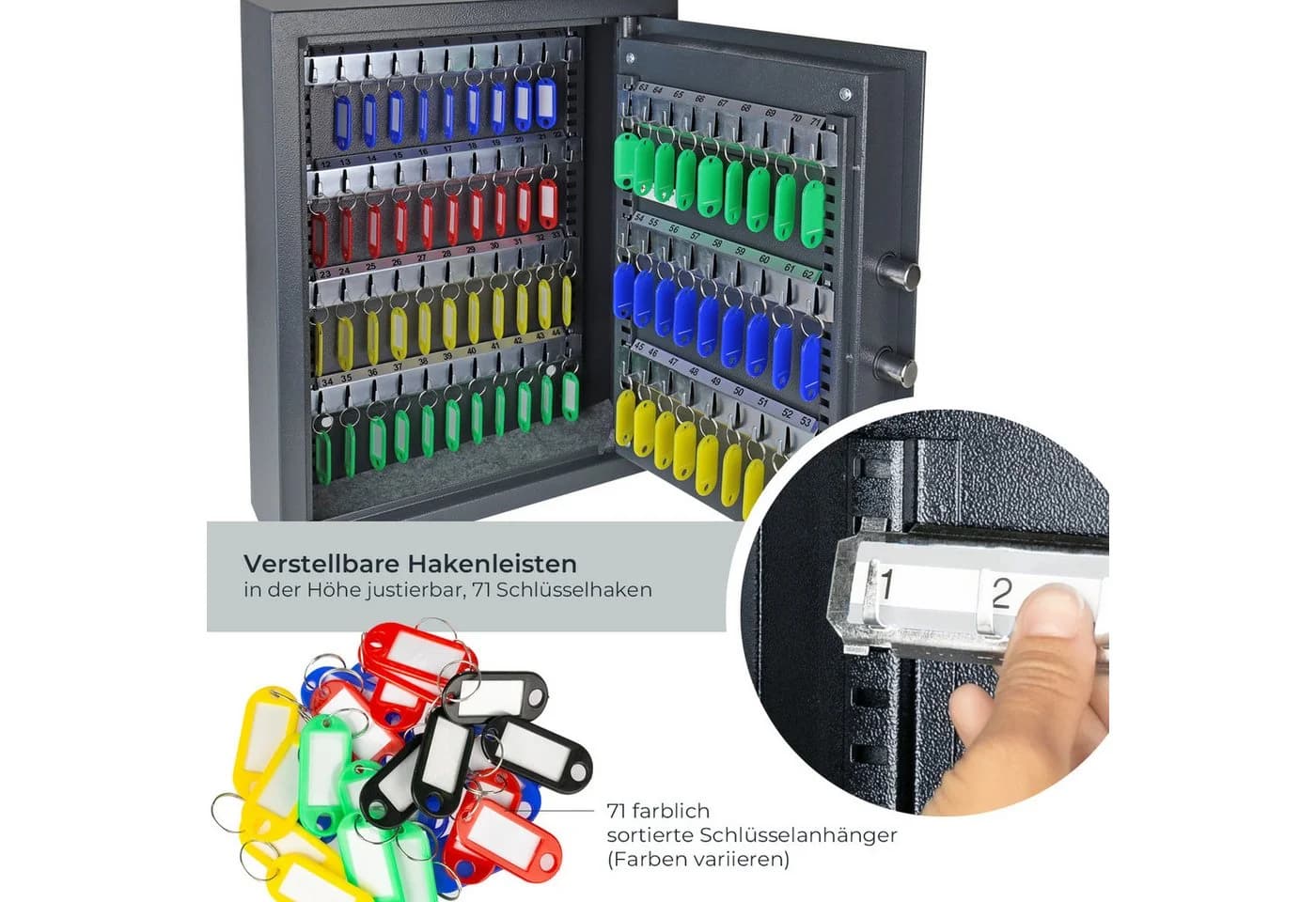 HMF Schlüsseltresor mit Zahlencode 71 Haken Anthrazit - Bild 3
