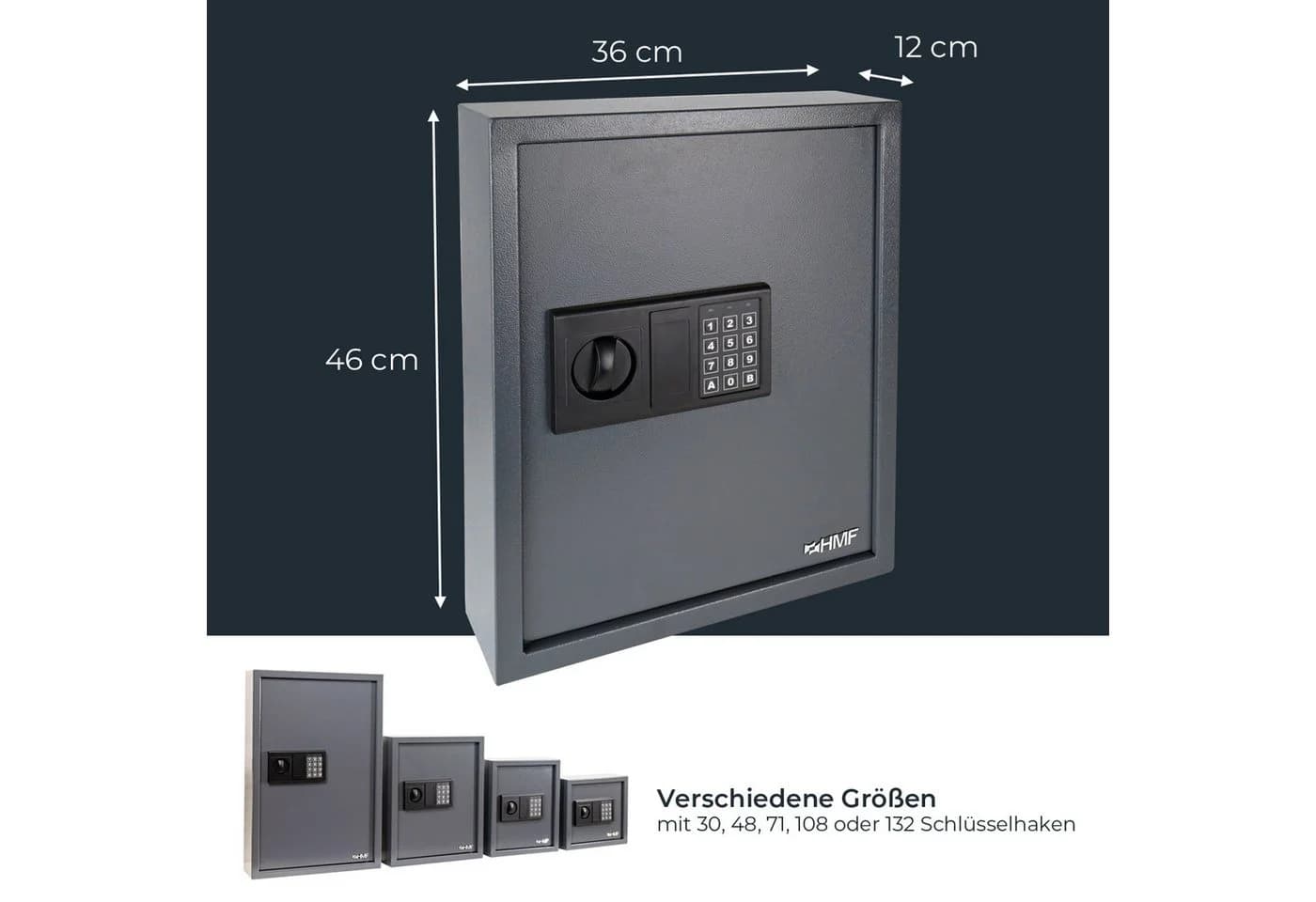HMF Schlüsseltresor mit Zahlencode 71 Haken Anthrazit - Bild 5