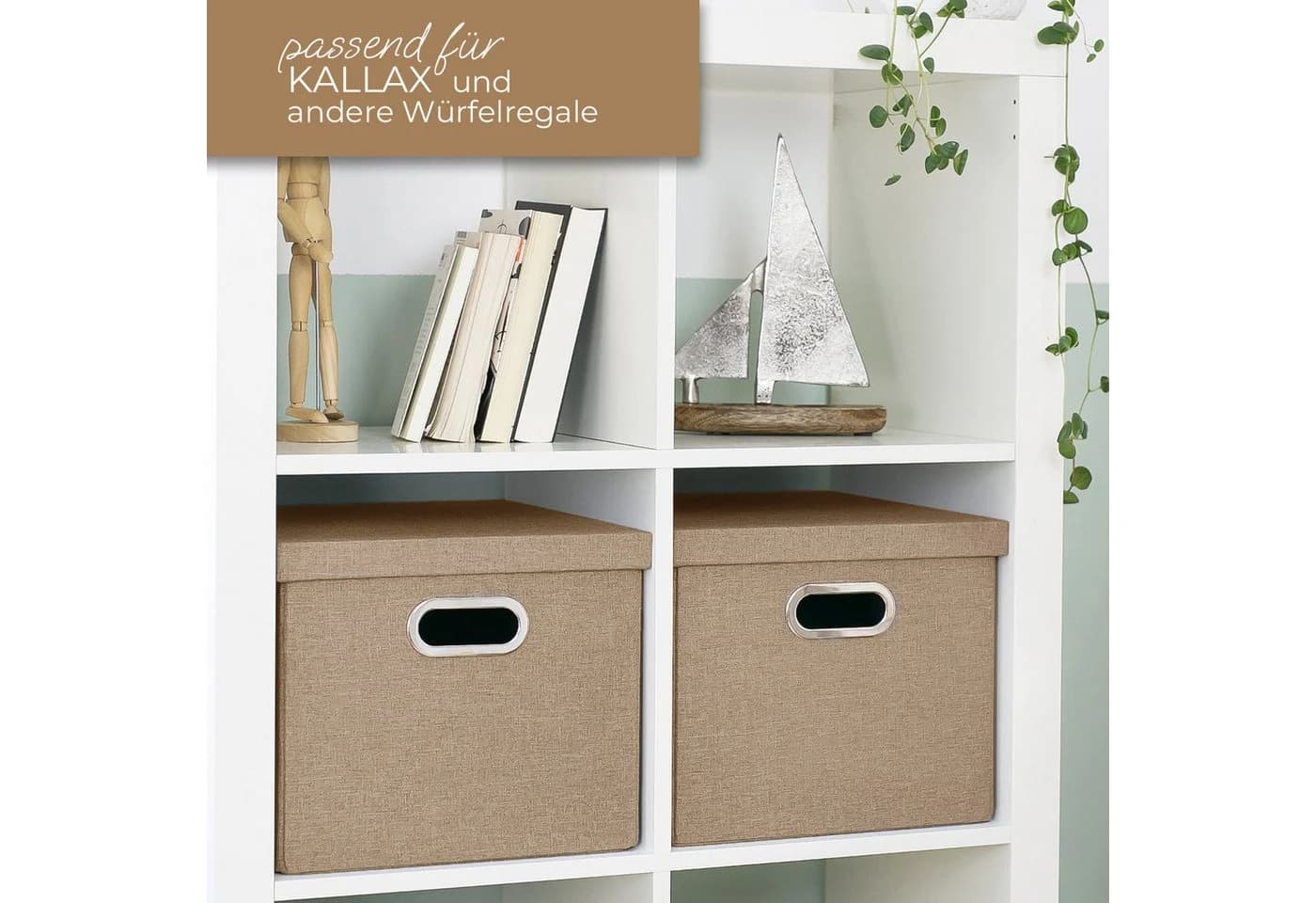HMF Aufbewahrungsbox mit Deckel für DIN A4 Hängeregister Beige - Bild 3