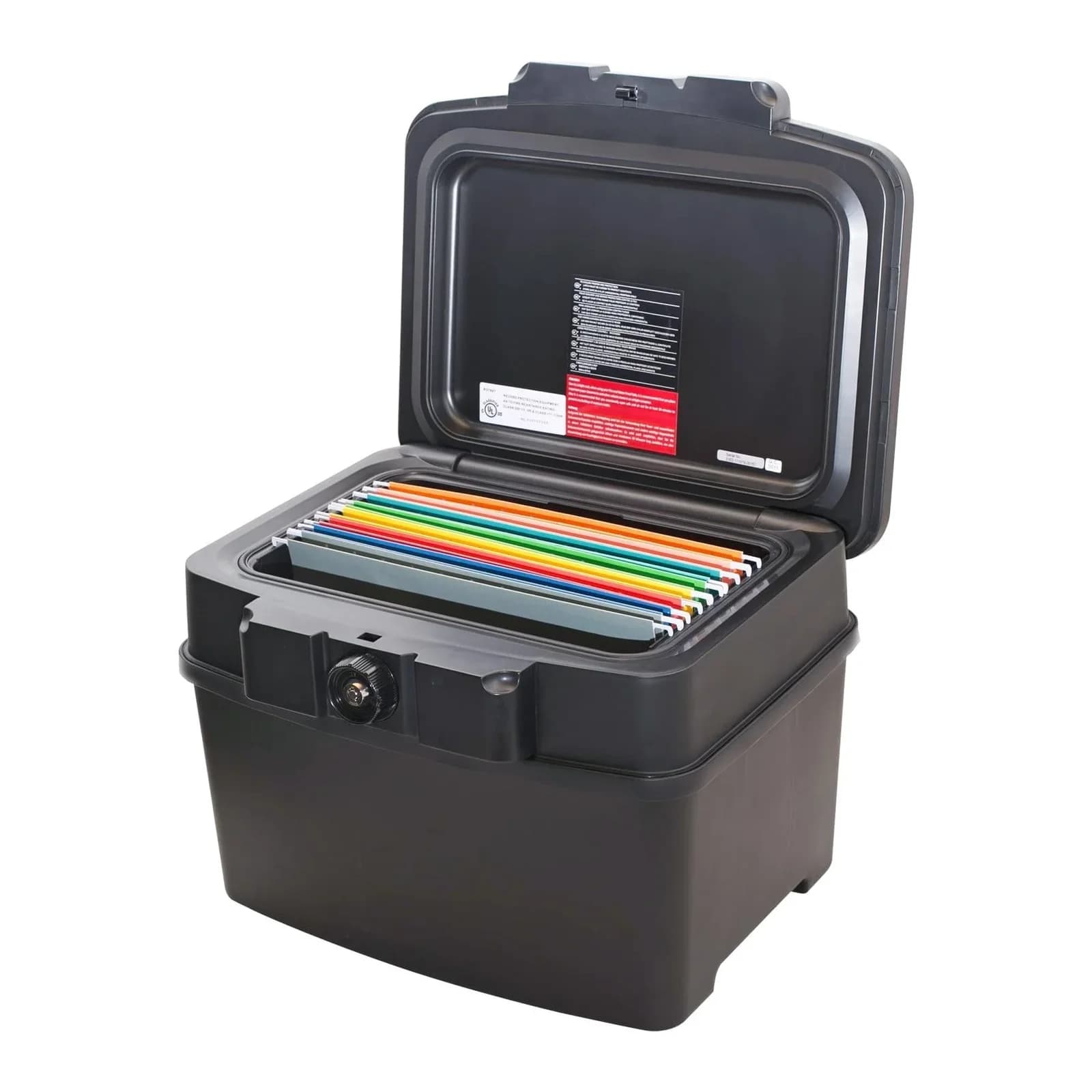 HMF Feuerfeste Wasserdichte Dokumentenbox für Hängeregister DIN A4 Schwarz