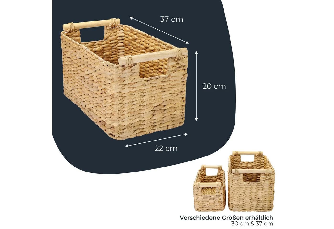 HMF Aufbewahrungskorb mit Holzgriffen Wasserhyazinthe - Bild 5