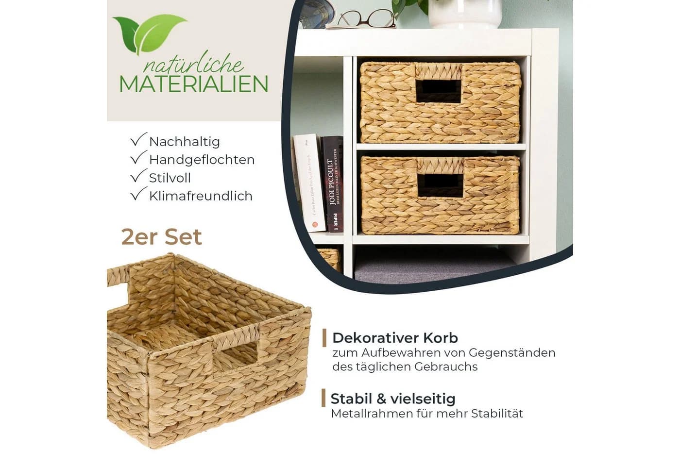 HMF Regalkorb 2er Set Wasserhyazinthe KALLAX halbes Fach