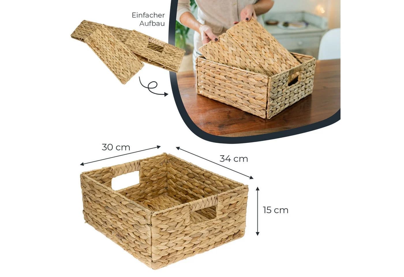 HMF Regalkorb 2er Set Wasserhyazinthe KALLAX halbes Fach - Bild 5
