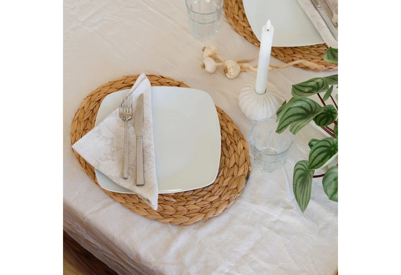 HMF Tischset Oval Wasserhyazinthe 4er Set Abwaschbar