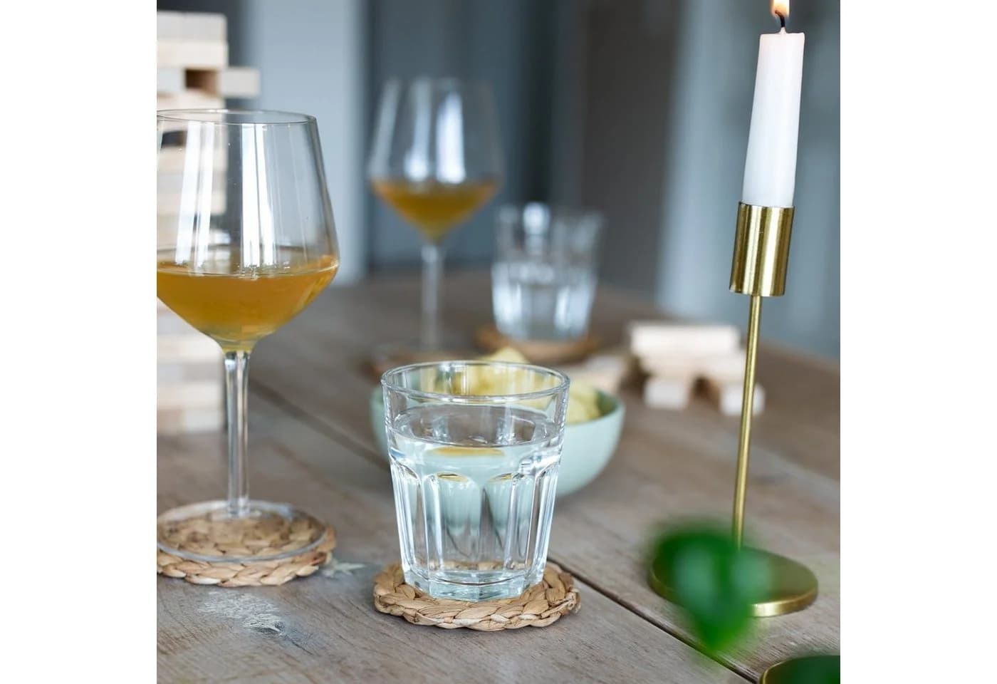 HMF Getränkeuntersetzer 6-tlg. Rund Wasserhyazinthe Beige - Bild 4