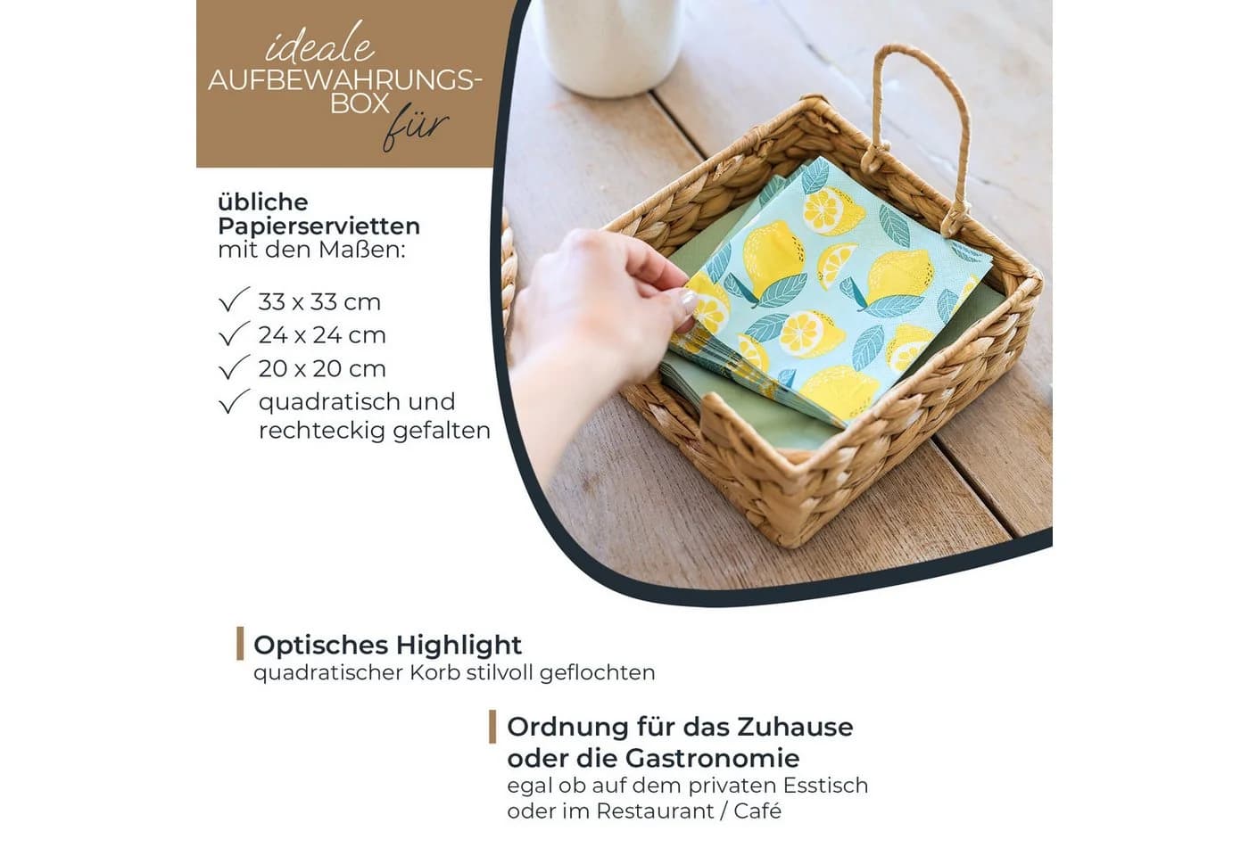 HMF Serviettenhalter Wasserhyazinthe Beige mit Sicherungsklemme - Bild 3