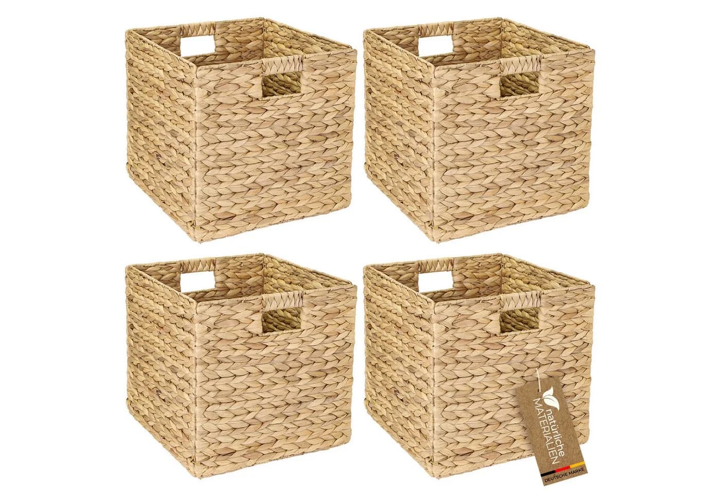 HMF Regalkorb Aufbewahrungskorb 4er Set Wasserhyazinthe Natur - Bild 2