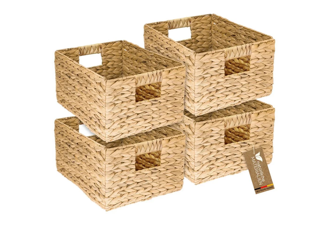 HMF Aufbewahrungskorb Wasserhyazinthe 4er Set mit Griffen Natur - Bild 2