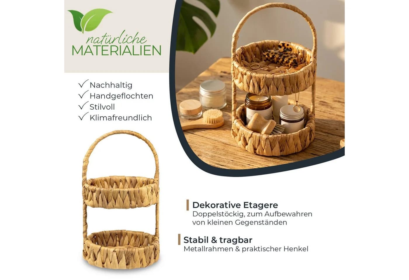 HMF Dekoetagere Wasserhyazinthe mit Henkel