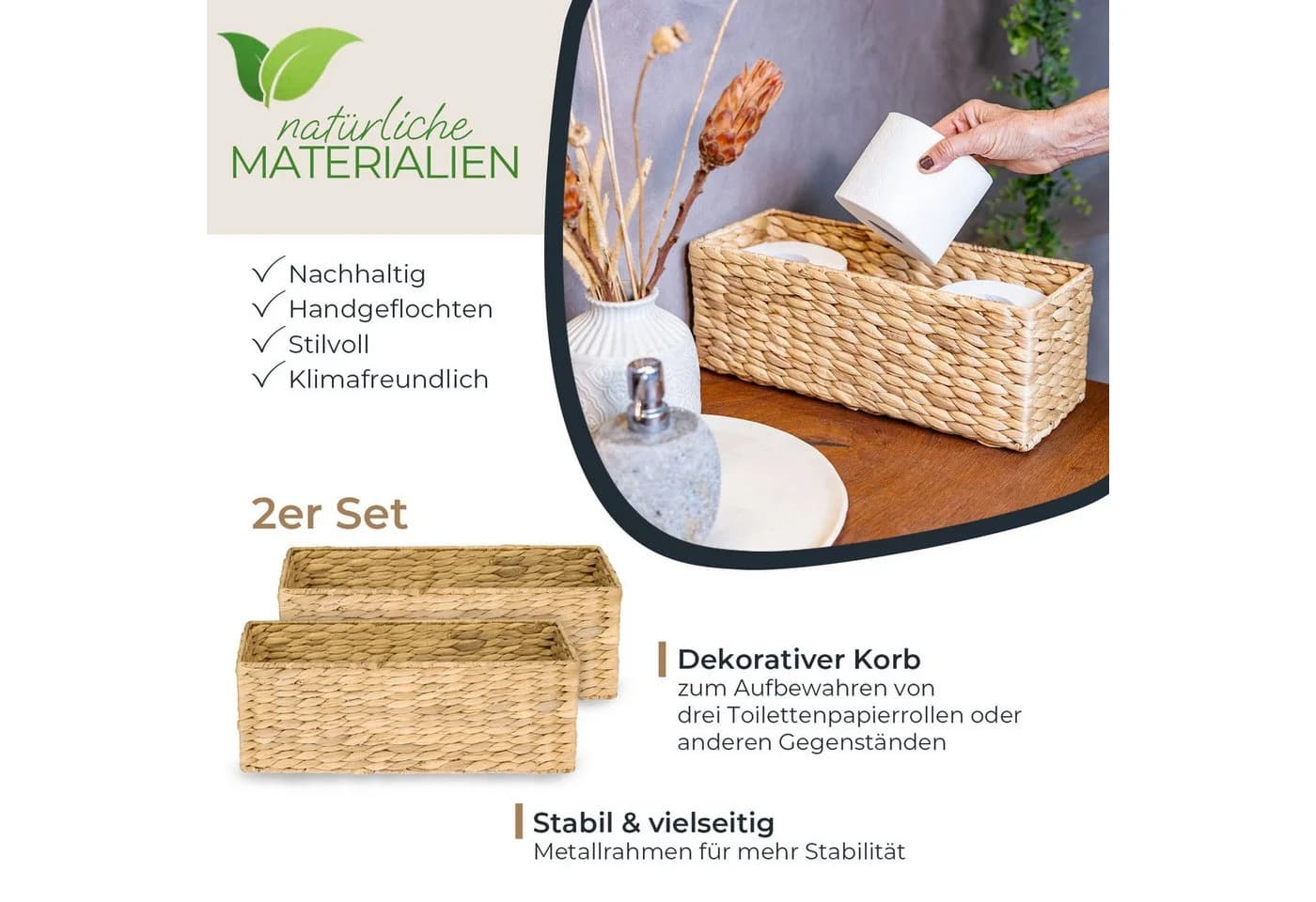 HMF Aufbewahrungskorb Wasserhyazinthe 2er Set für KALLAX