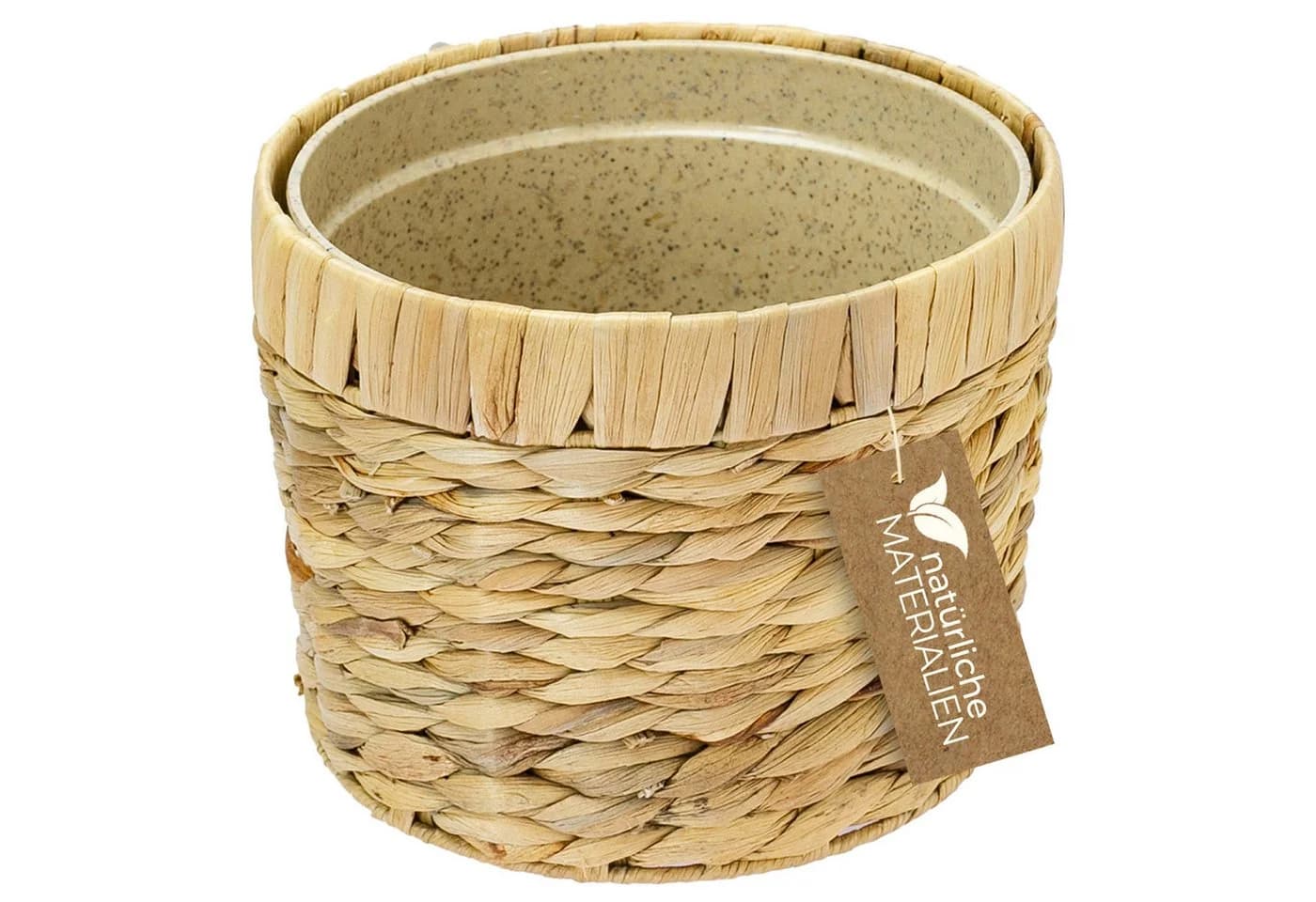 HMF Wasserhyazinthentopf Blumentopf geflochten mit Pflanztopf - Bild 2