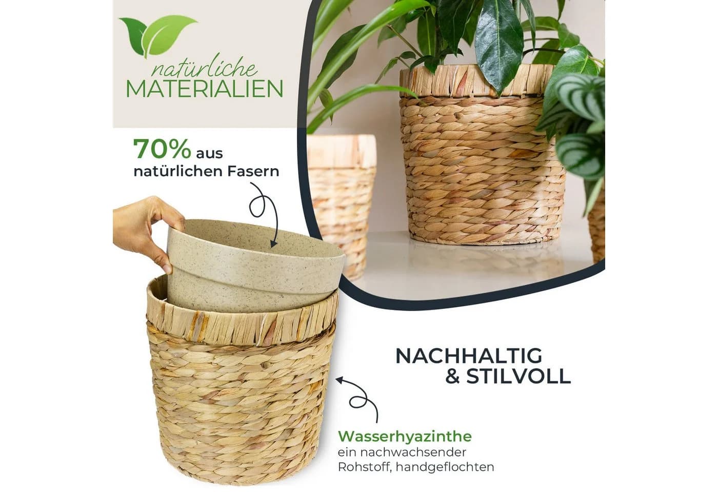 HMF Wasserhyazinthentopf Blumentopf mit Pflanztopf Nachhaltig
